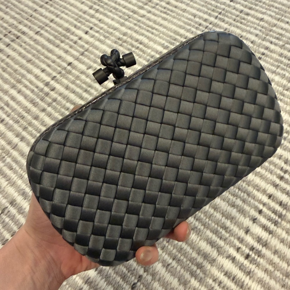 Bottega Veneta Satin Ayers Intrecciato Knot Clutch